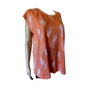 Christian Siriano Linen Orange Pineapple Design Top